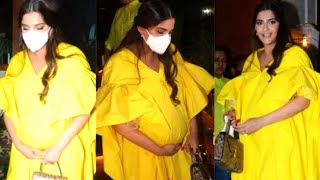 Pregnant Sonam Kapoor Flaunt Her Baby Bump And Pregnancy Glow In Yellow Dress