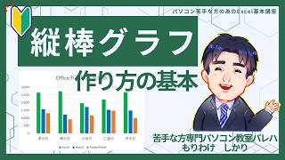 縦棒グラフを作成する方法｜Excel（エクセル）基礎動画8-5｜パソコン苦手な方・初心者向け