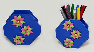 Paper Pen Stand Making from Cardboard Box | DIY Pen Holder | DIY Paper Craft