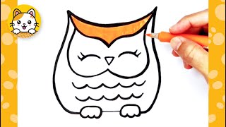 How to draw a Cute Owl SUPER SIMPLE & EASY | step by step for kids