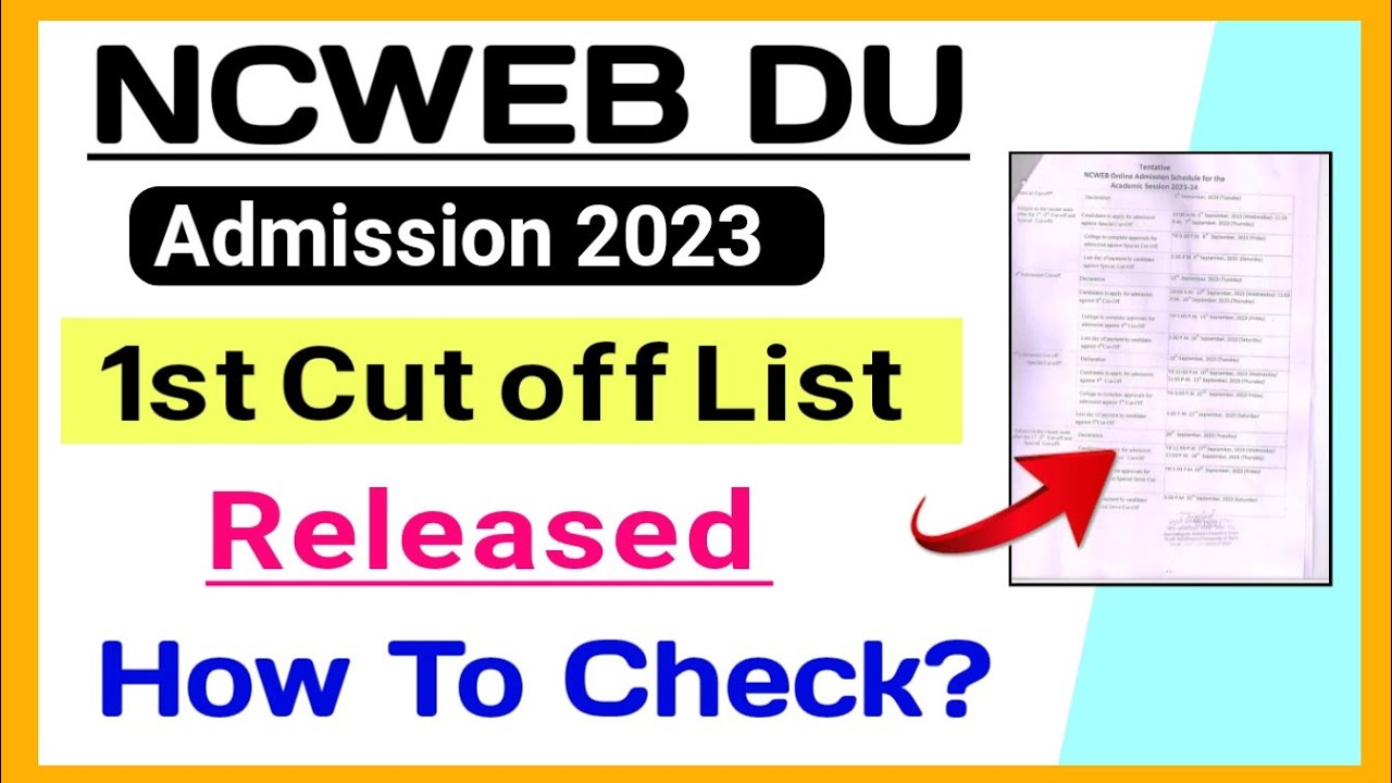 Ncweb UG Admission First Cutoff Release 2023 | Ncweb 1st Cut Off ...