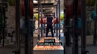 Watch 40 kg to 140 kg SQUATS at Gym - #youtubeshorts #fitness #shorts