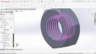 How to draw nut with internal thread in solidworks