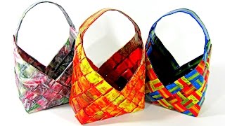 Cómo hacer CESTAS DE PAPEL PERIODICO. How to make paper baskets.