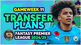 MY FPL GAMEWEEK 11 TRANSFER PLANS | RICO LEWIS OUT? 🤔 | Fantasy Premier League Tips 2024/25