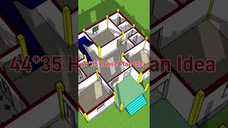 44x35 House Plan 4 Bedroom, 4 बेडरूम के साथ डिजाइन #4bhk #4बेडरूम #map #नक्शा