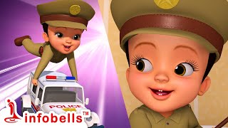 चिट्टी पुलिस बन गया - Police Chitti Pretend Play | Hindi Rhymes for Children | Infobells