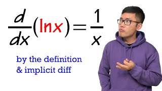 how do we know the derivative of ln(x) is 1/x (the definition & implicit differentiation)