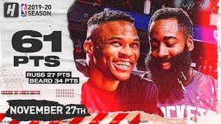 James Harden & Russell Westbrook 61 Points Combined Highlights | Heat vs Rockets | November 27, 2019