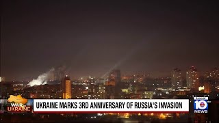 Light beams light up the sky in Ukraine on 3-year anniversary of Russia’s invasion