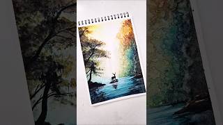 Beautiful Watercolor Painting 😍🎨 Forest Scenery Painting #shorts #painting