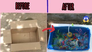 How to make a fish tank with cardboard box