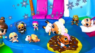 FROZEN🥶 POOL WITH KIDS😱 KINDERGARTEN LOL surprise dolls cartoons DARINELKA