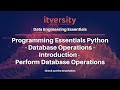 Programming Essentials Python - Database Operations - Introduction - Perform Database Operations