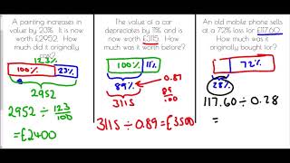 Percentages - Original Value Problems - Mr Morley Maths
