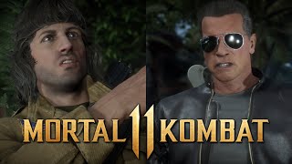 Mortal Kombat 11 - All Rambo VS Terminator Intro Dialogue!