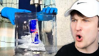 Cutting a Frozen Red Bull in Half