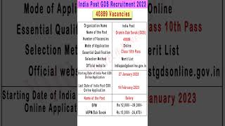 India Post GDS Recruitment 2023 || post office recruitment 2023#short #shortvideo