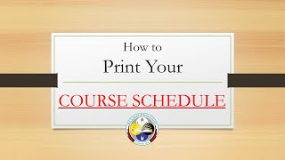 How to Print Your Course Schedule