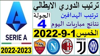 ترتيب الدوري الايطالي وترتيب الهدافين و نتائج مباريات اليوم الخميس 1-9-2022 الجولة 4