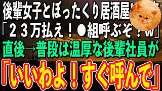 【スカッと総集編】地味で温厚な新人女性社員とぼったくり居酒屋に入ってしまった→店員「ウチにはヤクザがついてるぞ！さっさと23万払え！」新人「そうですか、なら組に確認してみますね」店員「え？」