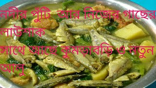 নদীর পুঁটি মাছ আর গাছের লাউশাক সাথে  কুমড়াবড়ি সেই স্বাদের রেসিপি ||puti mach laushak recipe