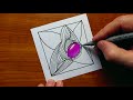 drawing 3d gemstone illusion zentagle pattern by vamos