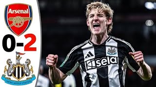 Arsenal 0 - Newcastle united 2 !  Carabao Cup Highlights