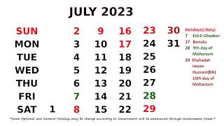 July Calendar 2023