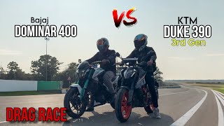 2024 Duke 390 Gen 3 vs Dominar 400 Drag Race 🚀