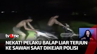 Kabur Dari Kejaran Polisi, Pelaku Balap Liar Nyemplung Sawah | Kabar Pagi tvOne