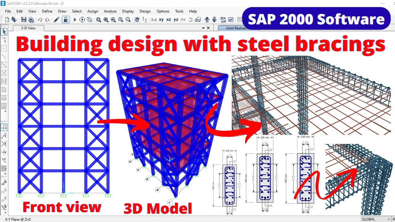 Building Design With Steel Bracings Using SAP 2000 | Building Design ...