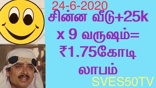 சின்ன வீடு +மாசம் ₹25000 X 9 வருஷம்= ₹ 1.75 கோடி லாபம்