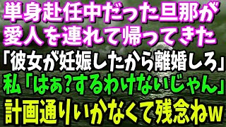 【スカッと】単身赴任中だった旦那が愛人を連れて帰ってきた→夫「彼女が妊娠したから今すぐ離婚しろ」私「はぁ？なに言ってんの？するわけないじゃん」実は…