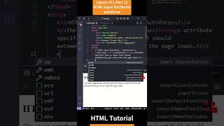HTML Tutorial - Lesson 71: HTML Input Attributes - autofocus Part 12 #html #htmltutorial #css #js