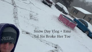 Snow Day Vlog + Emo Little Sister Breaks her Toe😳