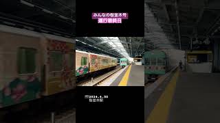 【西鉄電車】運行終了、みんなの桜並木号🌸旅人と離合🚃6552-6352-6252-6052運行期間：2014.3.16(土)〜2024.4.30(火) （📷2024.4.30 桜並木駅）