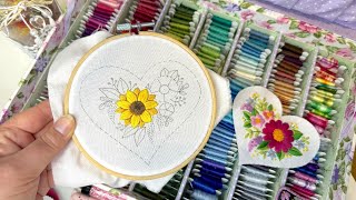 Stitch With Me 🪡 🧵 Mini Floral Hearts 💝 Valentine's Day Embroidery Designs 💕 Stitch-Along Part 3