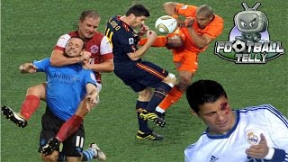 Craziest football fouls , tackles and football injuries