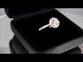 gia certified 0.89 carat solitaire halo pave diamond ring set in 18k rose gold