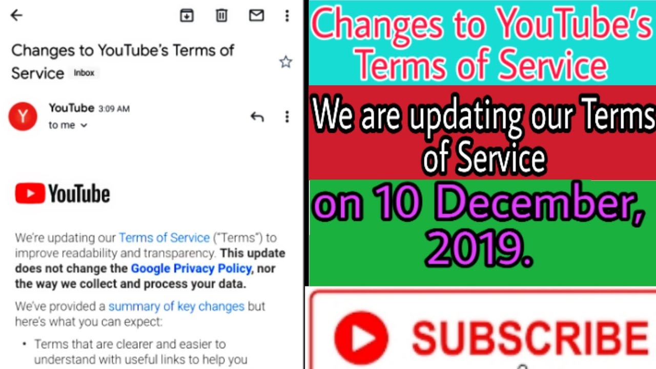 Changes To YouTube’s Terms Of Service || On 10 December, 2019 ...