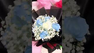 6 blue 3 white flower bouquet | Flower bouquet delivery | singapore flower shop | Huamama