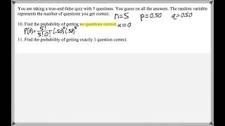 Math 209 : 4.3 #10, #11 (Statistics Tutorial : Binomial Probability Formula)