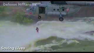 Indian Air Force Mi-17V5 rescues stranded man from Flash Flood