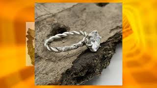 1.50 CT Round Engagement Ring in 14k White Gold, Forever One Moissanite Engagement Ring, Simulate...