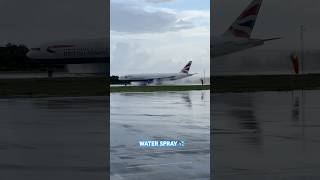 British Airways B777-200 water spray #shorts #aviation #subscribe #landing