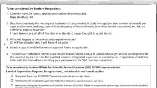 ISEF Paperwork Help Form 5A Vertibrate Animal Form