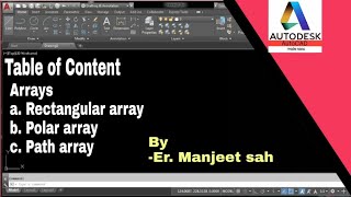 Rectangular array | Path array | Polar array | Array command in autocad