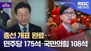 총선 개표 완료‥민주당 175석·국민의힘 108석 (2024.04.11/12MBC뉴스)