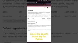 Create OpenAI ChatGPT secret key for Python